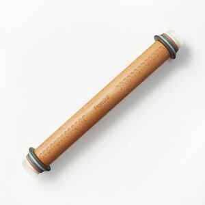 Figmint Adjustable Wood Rolling Pin 17.28" Light Brown Baking Dough Roller